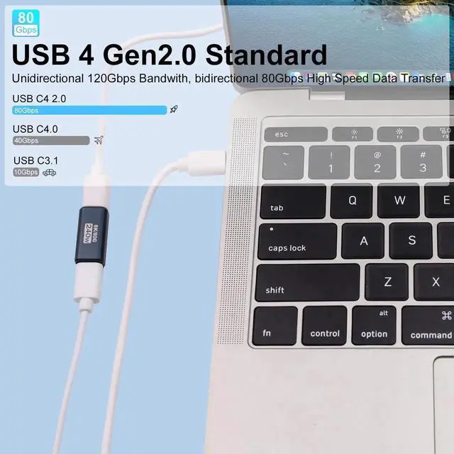 Alt view image 6 of 7 - 2-Pack 240W USB C Female to Female Coupler, 80Gbps 8K@60Hz Type C Extender Adapter, Thunderbolt 5/4 Compatible for iPhone 15, MacBook, Steam Deck, Switch