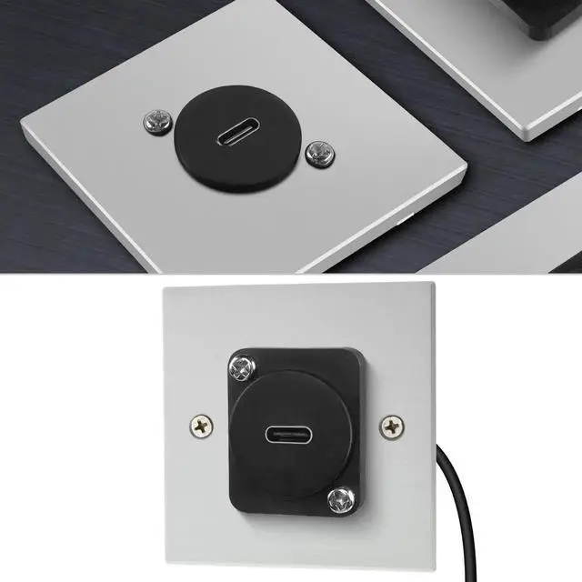 Alt view image 2 of 7 - 10Gbps USB C Panel Mount Adapter, 100W USB3.1 Type C Female to Female Panel Mount Socket, D/XLR Panel Mount, 20V/5A Charging & Data Transfer, 20cm/7.8in