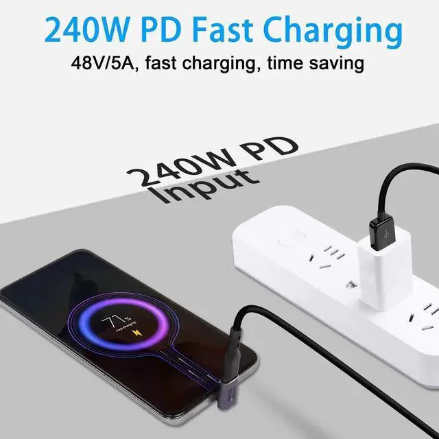 Alt view image 2 of 7 - 2 Pcs Forward Bend 90 Degree USB4.0 Type C Angle Adapter, 240W 40Gbps Male to Female Right Angle Coupler with LED Indicator, 8K AV Transmission for Smartphone Tablet Steam Deck