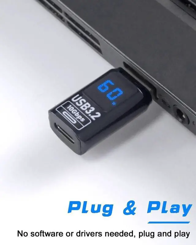 Alt view image 5 of 7 - 2-Pack USB C Female to USB A Male Adapter, 10Gbps USB 3.2 Converter with Digital Display, PD 60W 5V/3A One-Sided Data Transfer Compatible for iPhone MacBook