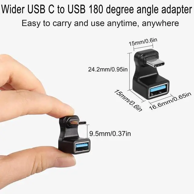Alt view image 4 of 7 - 2Pcs Wider U-Shaped 180° USB C to USB3.1 Adapter, 10Gbps Type C Male to USB3.1 Female Wide Distance Angle Connector, Support AV Transfer OTG for Steam Deck Smartphone Laptop Tablet