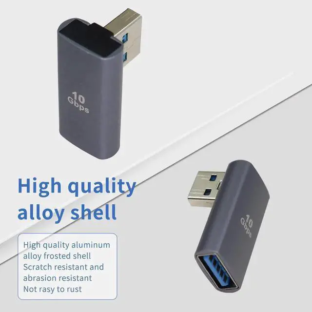 Alt view image 2 of 7 - 2Pcs 90 Degree Left Bend USB 3.1 Adapter, USB A Male to Female Right Angle Coupler, 10Gbps High Speed Data Transfer Converter for Power Bank Tablet Computer