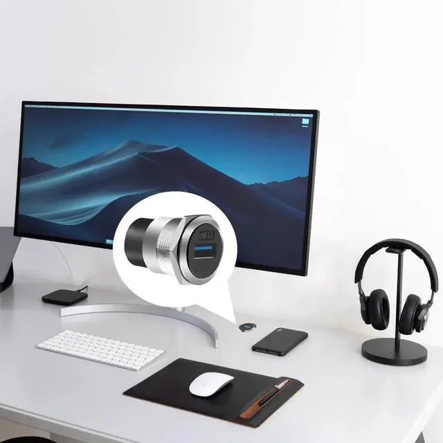 Alt view image 3 of 6 - USB3.0 Female to Female Panel Mount Adapter, 5Gbps High Speed Waterproof Dustproof Round USB Panel Mount Connector, Support Data Transfer & Charging, Silver 1 Pack