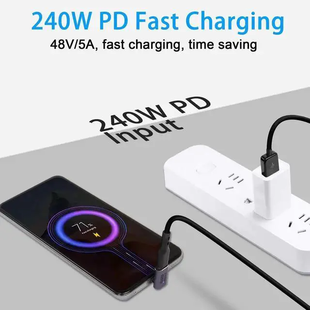 Alt view image 3 of 7 - USB4.0 90 Degree Angle Adapter 240W 40Gbps Type C Male to Female Right Angle Coupler, LED Indicator, 8K AV Transmission, Compatible with Smartphone Tablet Steam Deck, Forward Bend 2 Pack