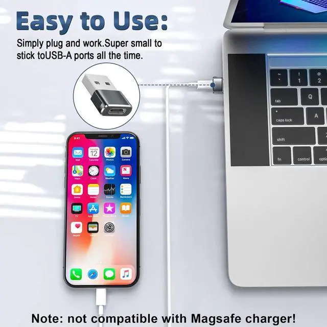Alt view image 7 of 7 - USB A to C Adapter 5 Pack, USB Type C Female to A Male Converter Black, Charger Connector Compatible with iPhone 16 15 14 13 12, iWatch Airpods Switch Samsung Laptop and More