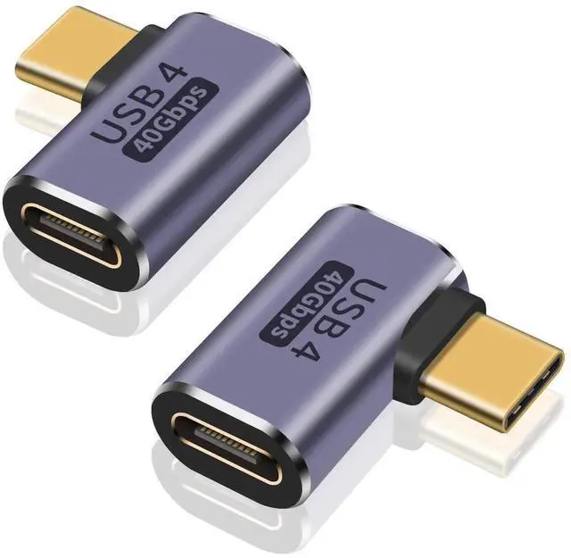 Main image of Right Angle USB C Adapter 2 Pack, 90 Degree Type C Extender 40Gbps, Support 8K Video & 100W Fast Charging Compatible with Thunderbolt 4 USB4 Phone Tablet