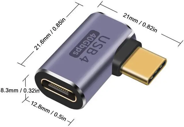 Alt view image 2 of 7 - Right Angle USB C Adapter 2 Pack, 90 Degree Type C Extender 40Gbps, Support 8K Video & 100W Fast Charging Compatible with Thunderbolt 4 USB4 Phone Tablet