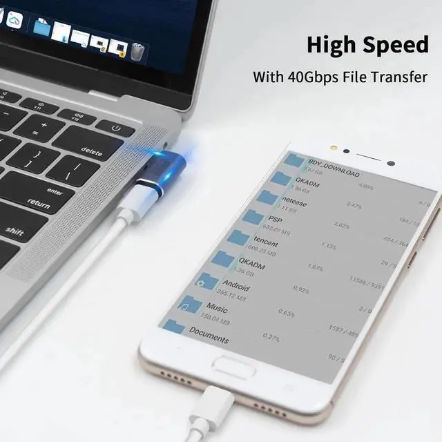 Alt view image 6 of 7 - Right Angle USB C Adapter 2 Pack, 90 Degree Type C Extender 40Gbps, Support 8K Video & 100W Fast Charging Compatible with Thunderbolt 4 USB4 Phone Tablet