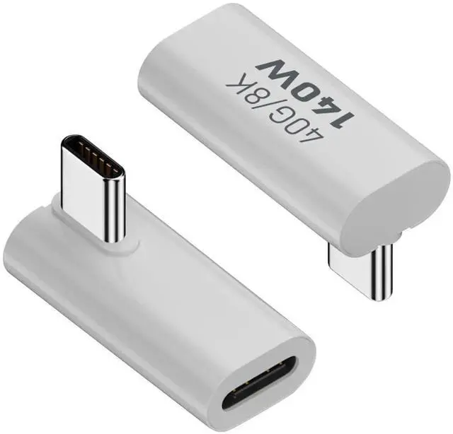 Main image of 90° Vertical Bend USB4.0 Type C Angle Adapter 2 Pack, 140W PD Fast Charging 40Gbps Data Transfer 8K@60Hz Video, Aluminum Alloy Shell Compatible with Thunderbolt 3 iPhone 15 Steam Deck
