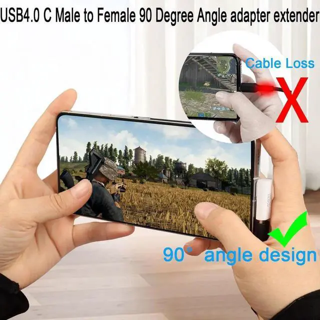 Alt view image 3 of 7 - 90° Vertical Bend USB4.0 Type C Angle Adapter 2 Pack, 140W PD Fast Charging 40Gbps Data Transfer 8K@60Hz Video, Aluminum Alloy Shell Compatible with Thunderbolt 3 iPhone 15 Steam Deck