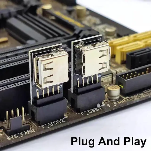 Alt view image 2 of 7 - 9 Pin USB 2.0 Female Header to USB A Female Port Adapter 2 Pack, 90 Degree Right & Left Angle Motherboard Header Connector for Computer Desktop Mainboard
