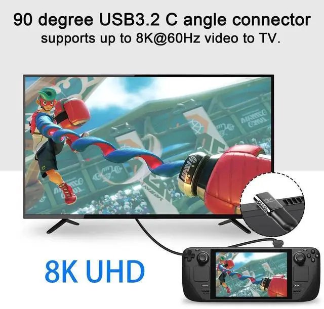 Alt view image 6 of 7 - USB C 90 Degree Front Bend Adapter 2 Pack, USB3.2 20Gbps 100W Fast Charging Type C Male to Female Right Angle Connector, 8K Audio Video Output Dark Silver for Smartphone Tablet Steam Deck