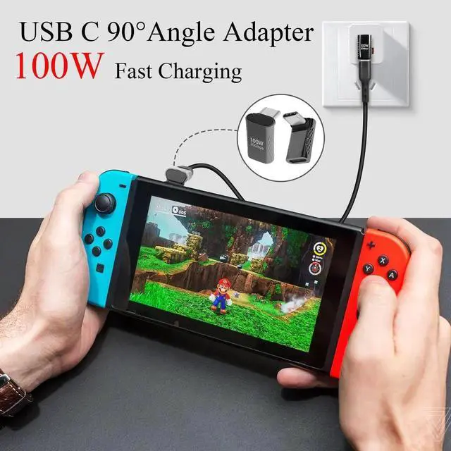Alt view image 5 of 7 - USB C 90 Degree Front Bend Adapter 2 Pack, USB3.2 20Gbps 100W Fast Charging Type C Male to Female Right Angle Connector, 8K Audio Video Output Dark Silver for Smartphone Tablet Steam Deck