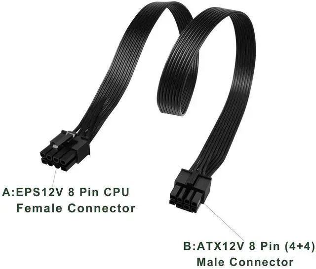 Alt view image 2 of 6 - EPS ATX12V 8 Pin 4+4 CPU Power Cable, Compatible Only with Corsair Modular Power Supply, CPU Extension Power Cord for Desktop PC Motherboard