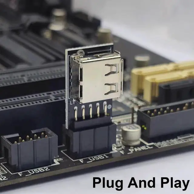 Alt view image 4 of 7 - USB 2.0 Female to Motherboard 9 Pin Header Adapter 2-Pack, 90 Degree Right Angle Mainboard Header Connector for Desktop PC Internal Wiring