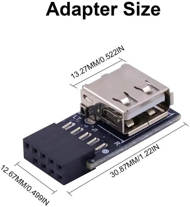 Alt view image 7 of 7 - USB 2.0 Female to Motherboard 9 Pin Header Adapter 2-Pack, 90 Degree Right Angle Mainboard Header Connector for Desktop PC Internal Wiring