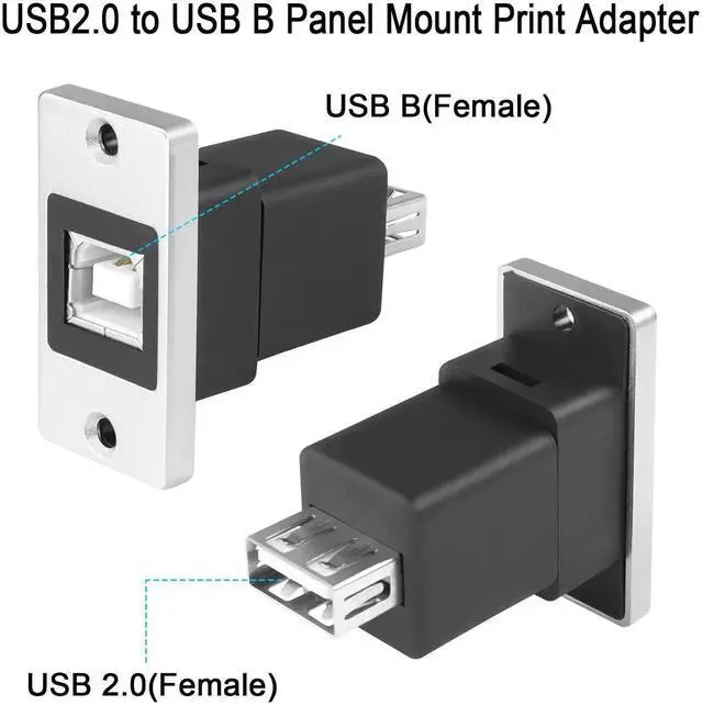 Alt view image 2 of 7 - USB B to USB 2.0 Panel Mount Adapter, USB B Female to USB 2.0 Type A Female Fixed Panel Print Connector, Desktop Device Board Mount Data Coupler for Printer Scanner Fax External Hard Drive