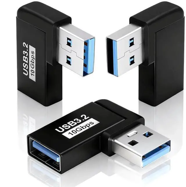Main image of USB 3.0 90 Degree Right Angle Adapter 3-Pack, 5Gbps Type A Male to Female L-Shaped USB Extender OTG Connector for Hard Drive Laptop Desktop