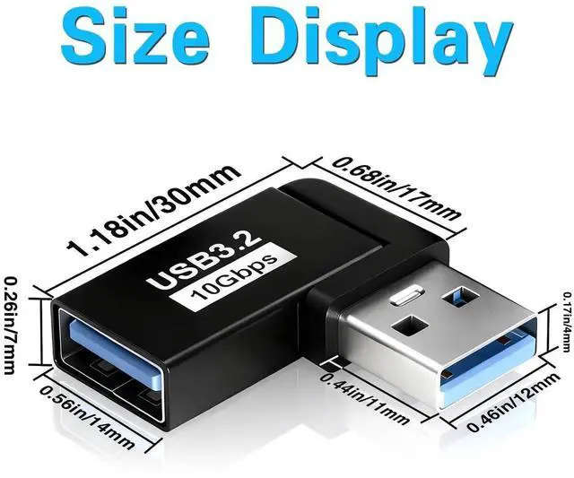 Alt view image 6 of 7 - USB 3.0 90 Degree Right Angle Adapter 3-Pack, 5Gbps Type A Male to Female L-Shaped USB Extender OTG Connector for Hard Drive Laptop Desktop