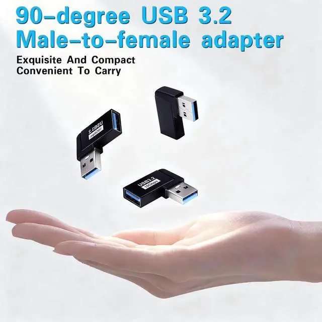 Alt view image 4 of 7 - USB 3.0 90 Degree Right Angle Adapter 3-Pack, 5Gbps Type A Male to Female L-Shaped USB Extender OTG Connector for Hard Drive Laptop Desktop
