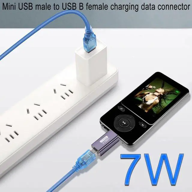 Alt view image 2 of 7 - Mini USB to MIDI Electronic Musical Adapter 2 Pack, Mini USB Male to USB B Female 480Mbps Data Print Connector 7W Charging, Aluminum Alloy Shell for Printer Scanner Electronic Piano Drum