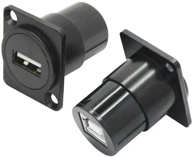 Alt view image 5 of 7 - 2Pcs D-Type USB 2.0 Panel Mount Adapter, USB A Female to USB B Female Printer Connector with Mounting Screws for Printer Scanner Audio Equipment