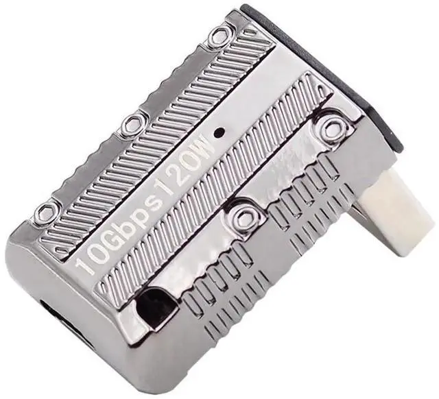 Main image of 90 Degree Down Angled Mecha Cyberpunk USB C Female to USB 3.0 A Male Adapter, 10Gbps 120W Low Profile Alloy Shell USB3.1 Converter for Phone Laptop