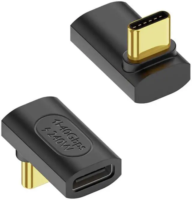 Main image of 240W USB4.0 90 Degree Right Angle Adapter 2Pcs, 40Gbps Type C Male to Female Positive Bend Connector, 8K AV 50V Fast Charging Angled Extender for Laptop Tablet Steam Deck