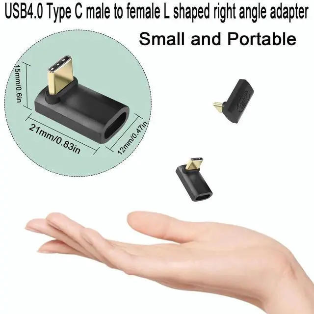 Alt view image 5 of 7 - 240W USB4.0 90 Degree Right Angle Adapter 2Pcs, 40Gbps Type C Male to Female Positive Bend Connector, 8K AV 50V Fast Charging Angled Extender for Laptop Tablet Steam Deck