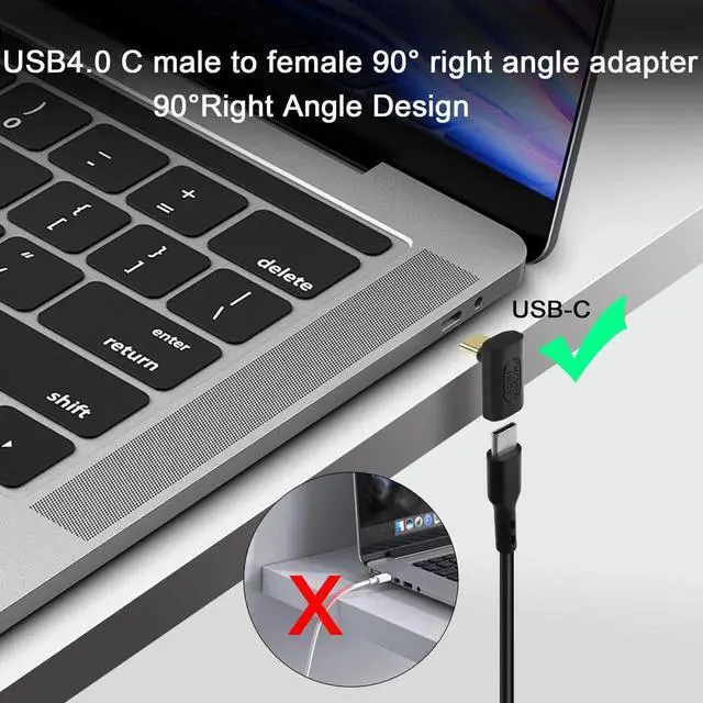 Alt view image 7 of 7 - 240W USB4.0 90 Degree Right Angle Adapter 2Pcs, 40Gbps Type C Male to Female Positive Bend Connector, 8K AV 50V Fast Charging Angled Extender for Laptop Tablet Steam Deck