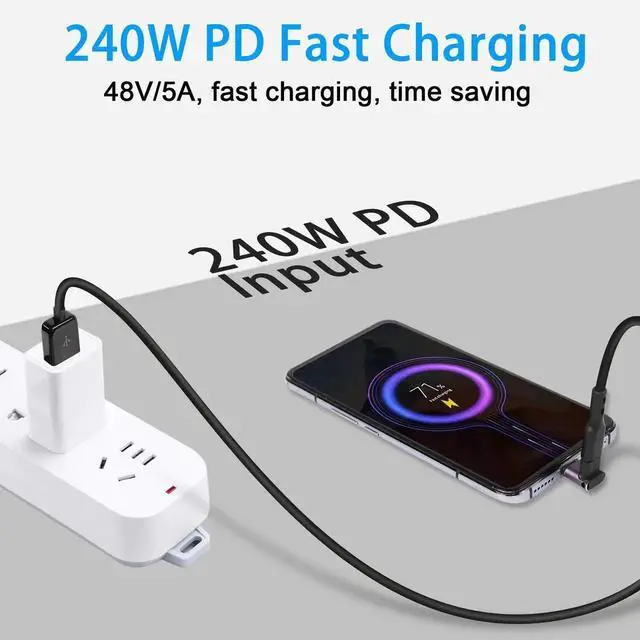 Alt view image 3 of 7 - 2Pcs USB4.0 Type C 90 Degree Right Angle Adapter, 240W 40Gbps Male to Female Coupler with LED Indicator, 8K Audio Video Transfer for Smartphone Tablet Steam Deck