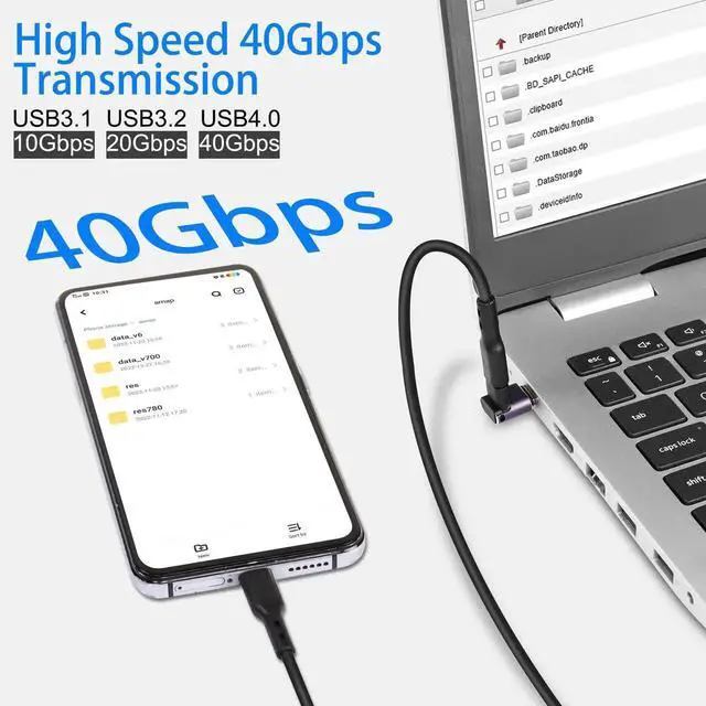 Alt view image 2 of 7 - 2Pcs USB4.0 Type C 90 Degree Right Angle Adapter, 240W 40Gbps Male to Female Coupler with LED Indicator, 8K Audio Video Transfer for Smartphone Tablet Steam Deck
