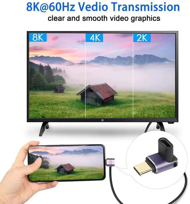 Alt view image 7 of 7 - 2Pcs USB4.0 Type C 90 Degree Right Angle Adapter, 240W 40Gbps Male to Female Coupler with LED Indicator, 8K Audio Video Transfer for Smartphone Tablet Steam Deck