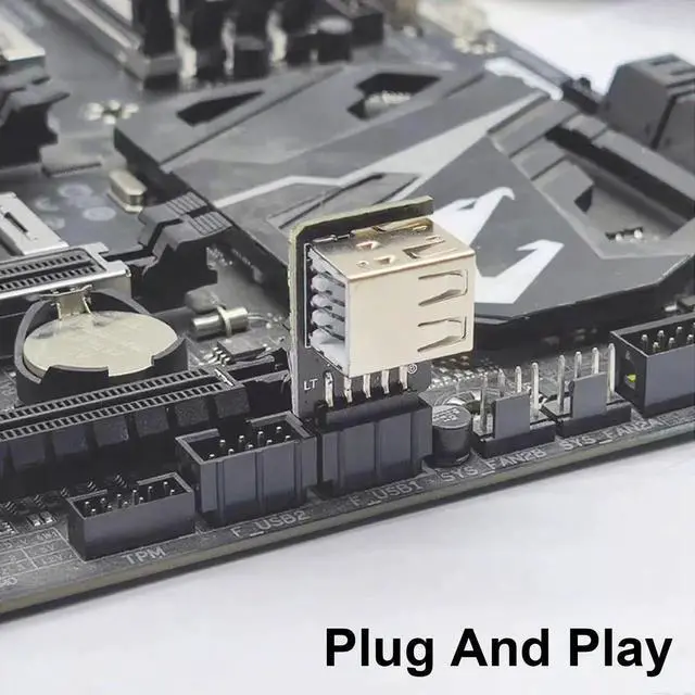 Alt view image 5 of 7 - 90 Degree Right Angle 9Pin USB 2.0 Motherboard Header to Dual USB A Adapter 2-Pack, Internal Mainboard Female Header to Dual Type A Port Extension Connector