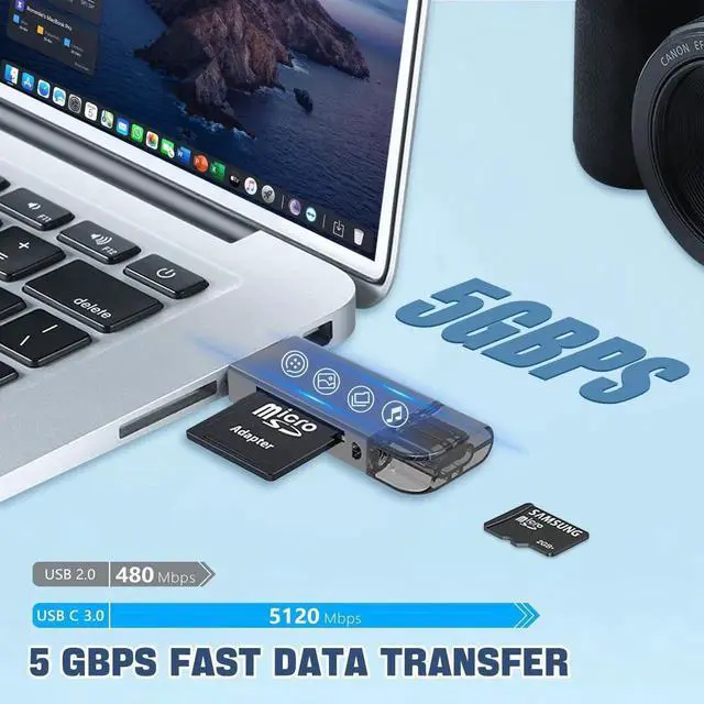 Alt view image 4 of 7 - 2-in-1 Micro SD Card Reader OTG Adapter, Portable Type-C & Micro USB Memory Card Reader for TF SDXC SDHC MMC RS-MMC UHS-I Cards