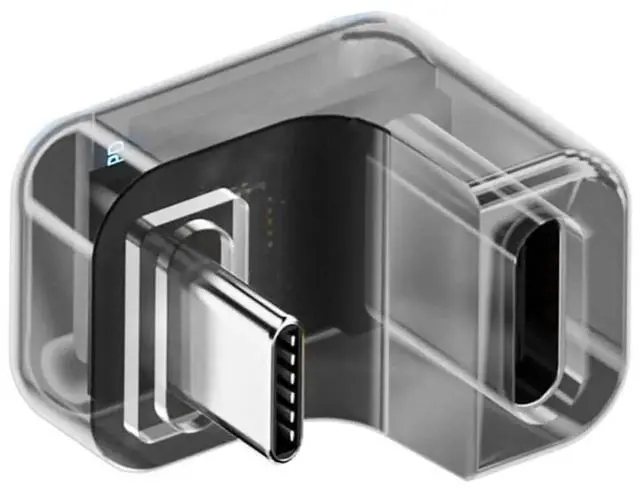 Main image of USB4.0 Type-C Opposite U Shape Back Angled Adapter, Digital Smart LED Display Male to Female Extender, 40Gbps 140W Current Voltage Monitoring Connector