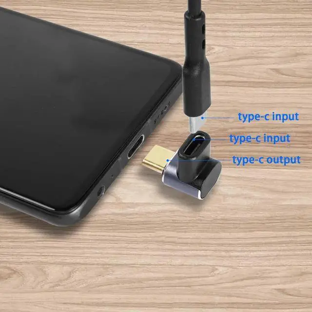 Alt view image 6 of 6 - 2Pcs 90 Degree USB4 Type-C Right Angle Adapter, Female to Male Extender Coupler, 40Gbps Data, 8K@60Hz Video, 100W Fast Charging OTG Connector