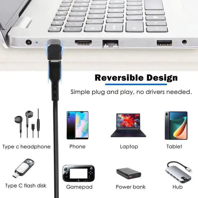 Alt view image 3 of 6 - 2Pcs 90 Degree USB4 Type-C Right Angle Adapter, Female to Male Extender Coupler, 40Gbps Data, 8K@60Hz Video, 100W Fast Charging OTG Connector