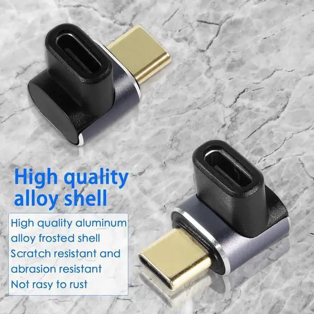 Alt view image 5 of 6 - 2Pcs 90 Degree USB4 Type-C Right Angle Adapter, Female to Male Extender Coupler, 40Gbps Data, 8K@60Hz Video, 100W Fast Charging OTG Connector