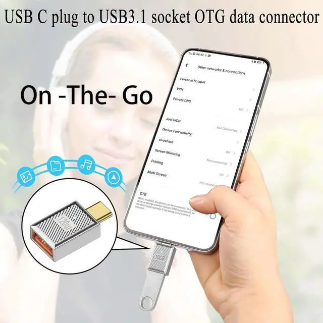 Alt view image 2 of 7 - 2Pcs Silver PD120W 10Gbps USB C to USB3.1 OTG Adapter, Zn Alloy LED Light USB C Male to USB3.1 Female Fast Charging Data Connector for Phone Tablet Mouse Keyboard