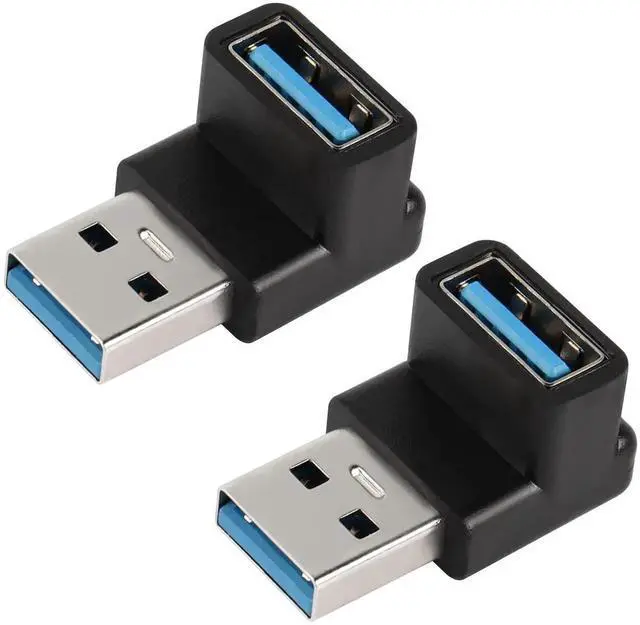 Main image of 2Pcs 90 Degree Right Angle USB 3.1 Adapter, USB A Male to Female 10Gbps OTG Coupler, Type A 3.1 Data Transfer Converter for PC Laptop Power Bank