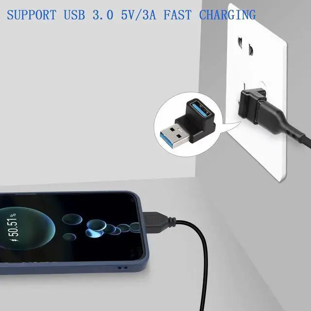 Alt view image 2 of 5 - 2Pcs 90 Degree Right Angle USB 3.1 Adapter, USB A Male to Female 10Gbps OTG Coupler, Type A 3.1 Data Transfer Converter for PC Laptop Power Bank