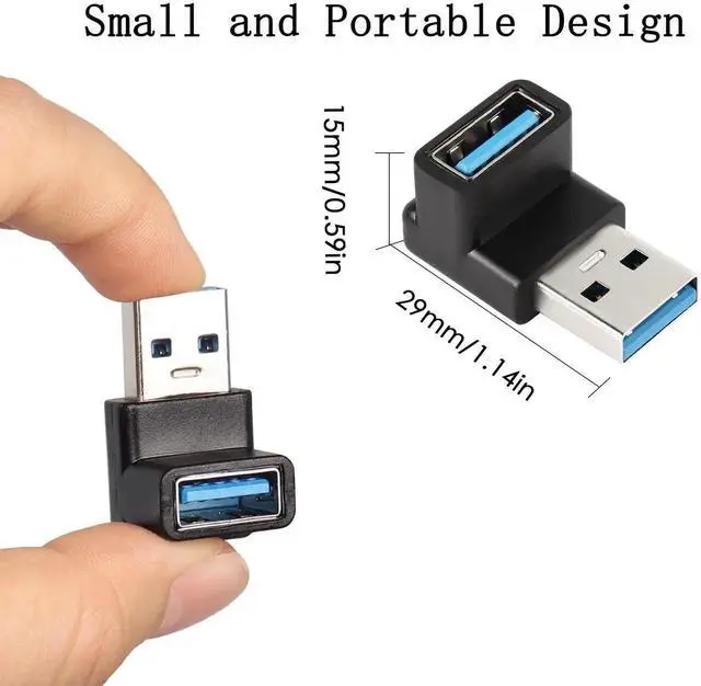 Alt view image 4 of 5 - 2Pcs 90 Degree Right Angle USB 3.1 Adapter, USB A Male to Female 10Gbps OTG Coupler, Type A 3.1 Data Transfer Converter for PC Laptop Power Bank