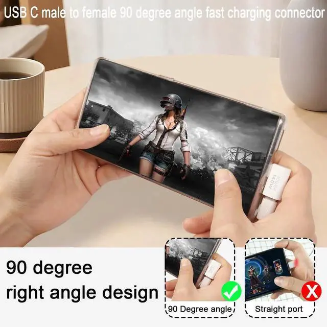 Alt view image 3 of 7 - 2Pcs Side Bend 90° USB4.0 Type-C Right Angle Adapter, Al Alloy Hull 140W PD 40Gbps Extender, 8K@60Hz Male to Female Connector for Phone Tablet Steam Deck