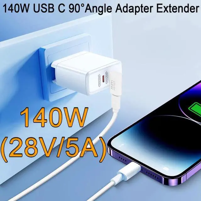 Alt view image 6 of 7 - 2Pcs Side Bend 90° USB4.0 Type-C Right Angle Adapter, Al Alloy Hull 140W PD 40Gbps Extender, 8K@60Hz Male to Female Connector for Phone Tablet Steam Deck