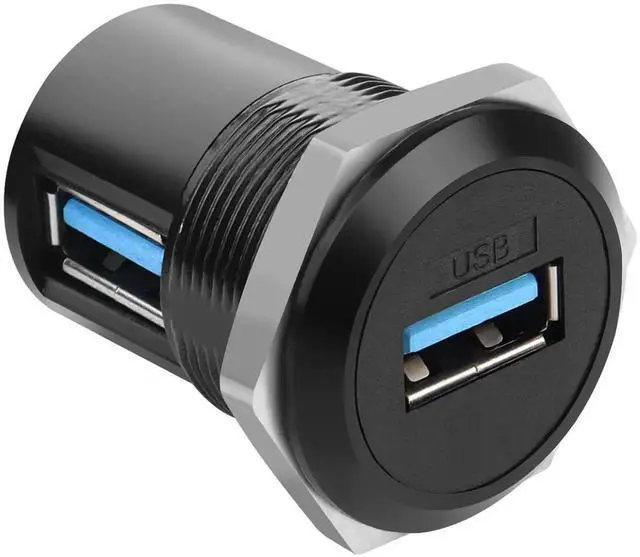 Main image of 90 Degree USB3.0 Female to Female Panel Mount Corner Adapter, Right Angle Embedded Mounting Socket, 5Gbps Data Transfer & 5V 2A Charging