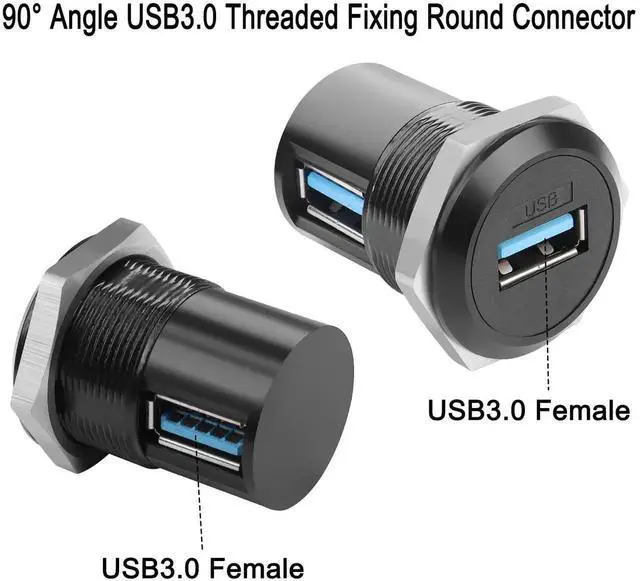 Alt view image 5 of 7 - 90 Degree USB3.0 Female to Female Panel Mount Corner Adapter, Right Angle Embedded Mounting Socket, 5Gbps Data Transfer & 5V 2A Charging