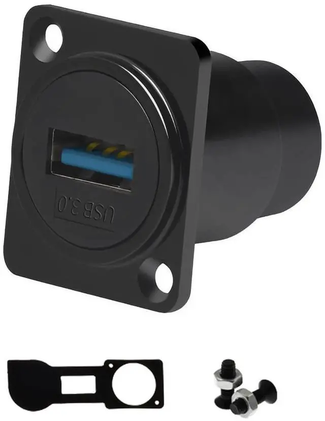 Main image of USB 3.0 D-Type Panel Mount Adapter, Female to Female Connector with Waterproof Dust Cover, 5Gbps High Speed Data Transfer for External Hard Drive, Mouse, Keyboard