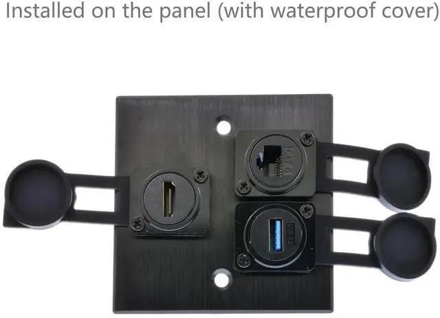 Alt view image 5 of 6 - USB 3.0 D-Type Panel Mount Adapter, Female to Female Connector with Waterproof Dust Cover, 5Gbps High Speed Data Transfer for External Hard Drive, Mouse, Keyboard