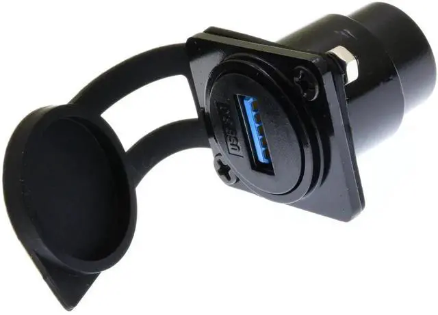 Alt view image 3 of 6 - USB 3.0 D-Type Panel Mount Adapter, Female to Female Connector with Waterproof Dust Cover, 5Gbps High Speed Data Transfer for External Hard Drive, Mouse, Keyboard